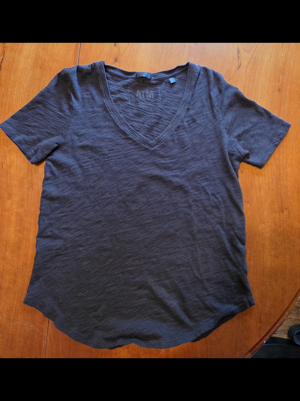 ATM Anthony Thomas Melillo Black Slub V-Neck Tee Medium - Picture 2 of 5